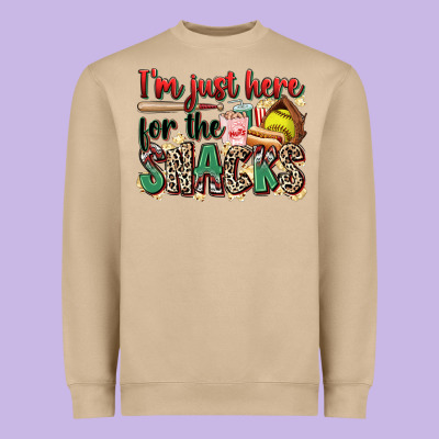 I'm Just Here For The Snacks Softball Heavyweight Sweatshirt Designed By Zillion Design Studio