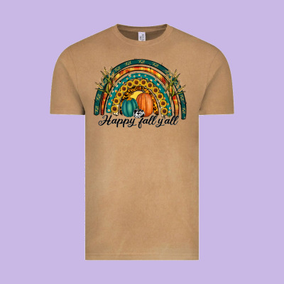 Happy Fall Y'all Rainbow Vintage Tee Designed By Ranaportraitstore