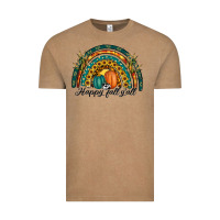 Vintage Coffee happy fall y'all rainbow Vintage Tee - RanaPortraitStore