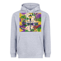 Heather Grey mardi gras street lights Heavyweight Hoodie - MaliasSmallBusiness