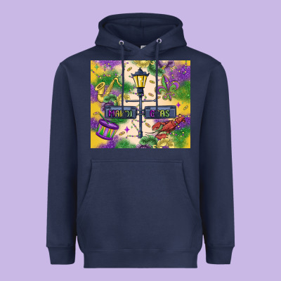 Mardi Gras Street Lights Heavyweight Hoodie Designed By Maliassmallbusiness