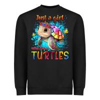 Black just a girl who loves turtles Heavyweight Sweatshirt - texasbilliewilder