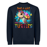 Navy just a girl who loves turtles Heavyweight Sweatshirt - texasbilliewilder