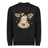Black charolais calf with christmas lights baby cow Heavyweight Sweatshirt - RanaPortraitStore