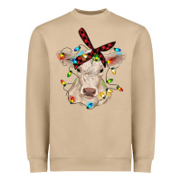Mushroom charolais calf with christmas lights baby cow Heavyweight Sweatshirt - RanaPortraitStore