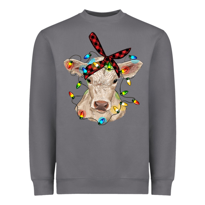 Charolais Calf With Christmas Lights Baby Cow Heavyweight Sweatshirt by RanaPortraitStore | Teevron