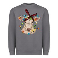 Storm charolais calf with christmas lights baby cow Heavyweight Sweatshirt - RanaPortraitStore