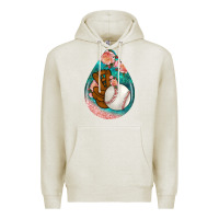 Oatmeal Heather baseball and western roses teardrop  3 Premium Hoodie - BundleAndBundleShop