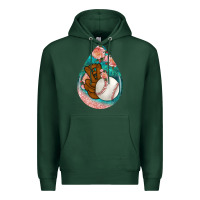 Sports Green baseball and western roses teardrop  3 Premium Hoodie - BundleAndBundleShop