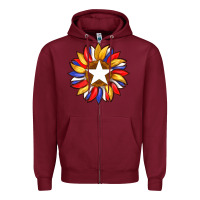 Burgundy american flag and sunflower with star Zipper Hoodie - Artiststas