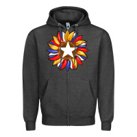 Charcoal Heather american flag and sunflower with star Zipper Hoodie - Artiststas