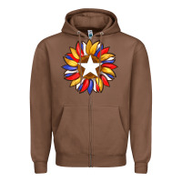 Chestnut american flag and sunflower with star Zipper Hoodie - Artiststas