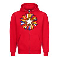Red american flag and sunflower with star Zipper Hoodie - Artiststas