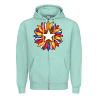 Seafoam american flag and sunflower with star Zipper Hoodie - Artiststas