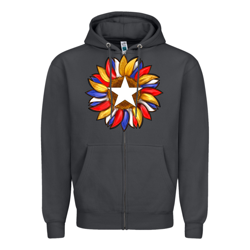 American Flag And Sunflower With Star Zipper Hoodie by Artiststas | Teevron