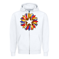 White american flag and sunflower with star Zipper Hoodie - Artiststas