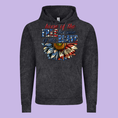 Vintage Hoodie home of the free because of the brave sunflower bi
