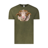 Vintage Olive merino wool ram Vintage Tee - BarkalooDesign