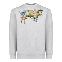 Heather Grey Charolais bull with christmas lights Heavyweight Sweatshirt - RanaPortraitStore