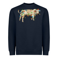 Navy Charolais bull with christmas lights Heavyweight Sweatshirt - RanaPortraitStore