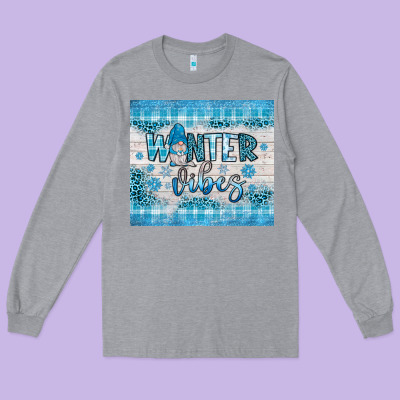 Winter Vibes Gnome Long Sleeve Tee Designed By Jahusdesignshop