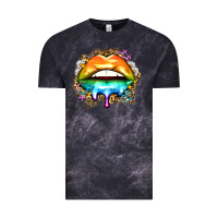 Cloud Black rainbow lips Vintage Tee - Zillion Design Studio