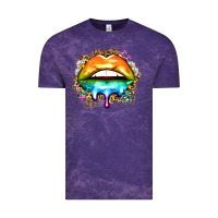 Cloud Purple rainbow lips Vintage Tee - Zillion Design Studio