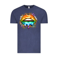 Vintage Denim rainbow lips Vintage Tee - Zillion Design Studio