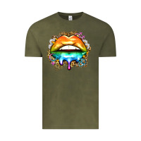 Vintage Olive rainbow lips Vintage Tee - Zillion Design Studio