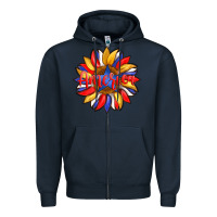 Navy america with american flag colors and sunflower with star Zipper Hoodie - Artiststas