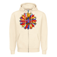 Sandshell america with american flag colors and sunflower with star Zipper Hoodie - Artiststas