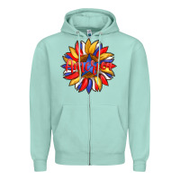Seafoam america with american flag colors and sunflower with star Zipper Hoodie - Artiststas