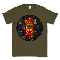 Army Green african masks round earrings 2 Classic Tee - BundleAndBundleShop