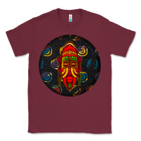 Burgundy african masks round earrings 2 Classic Tee - BundleAndBundleShop
