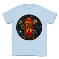 Dusty Blue african masks round earrings 2 Classic Tee - BundleAndBundleShop