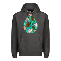 Charcoal Heather baseball and western roses teardrop  5 Premium Hoodie - BundleAndBundleShop