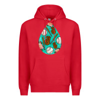 Red baseball and western roses teardrop  5 Premium Hoodie - BundleAndBundleShop