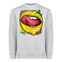 Heather Grey lemon lips with leopard Heavyweight Sweatshirt - texasbilliewilder
