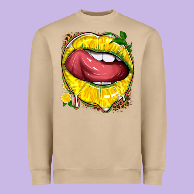 Lemon Lips With Leopard Heavyweight Sweatshirt Designed By Texasbilliewilder