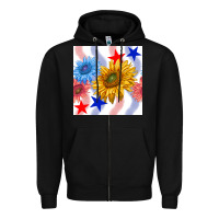 Black patriotic sunflowers Zipper Hoodie - BundleAndBundleShop