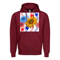 Burgundy patriotic sunflowers Zipper Hoodie - BundleAndBundleShop