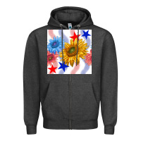 Charcoal Heather patriotic sunflowers Zipper Hoodie - BundleAndBundleShop