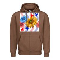 Chestnut patriotic sunflowers Zipper Hoodie - BundleAndBundleShop
