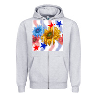 Heather Grey patriotic sunflowers Zipper Hoodie - BundleAndBundleShop