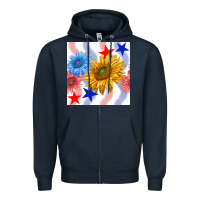 Navy patriotic sunflowers Zipper Hoodie - BundleAndBundleShop