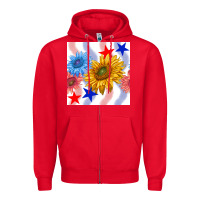 Red patriotic sunflowers Zipper Hoodie - BundleAndBundleShop