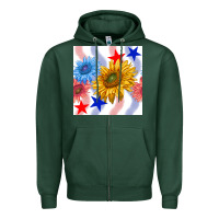 Patriotic Sunflowers Zipper Hoodie | Teevron