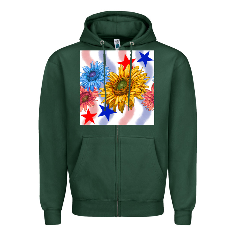 Patriotic Sunflowers Zipper Hoodie by BundleAndBundleShop | Teevron
