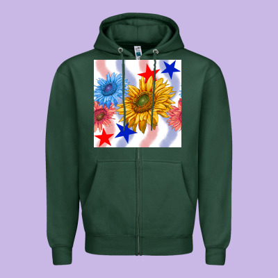 Patriotic Sunflowers Zipper Hoodie Designed By Bundleandbundleshop