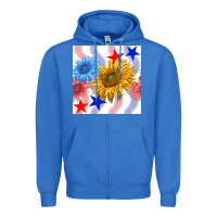 True Royal patriotic sunflowers Zipper Hoodie - BundleAndBundleShop